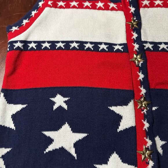 Vintage Star-Spangled Knit Vest size Small made in USA 100% cotton. - Picture 3 of 8
